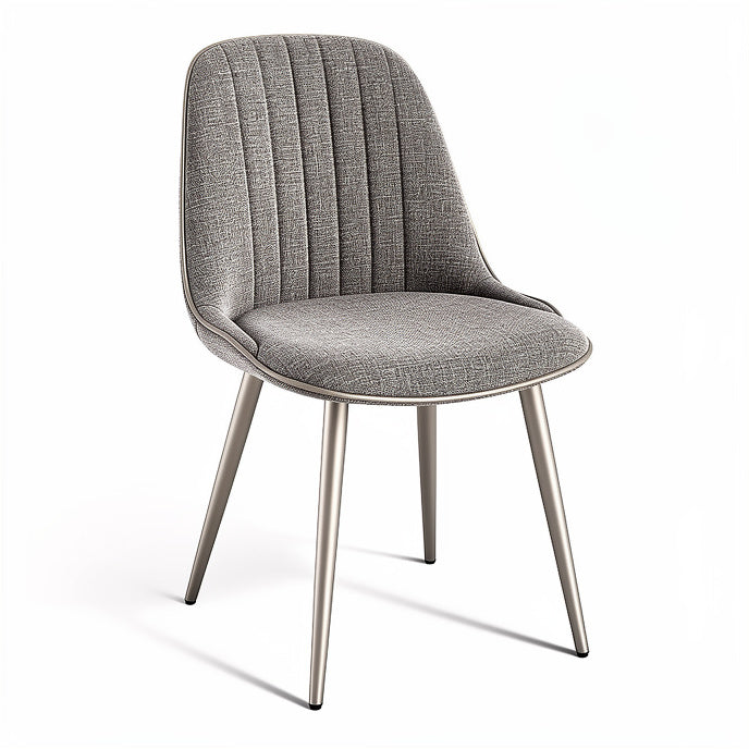 **Moderne Stoel met Gestreepte Bekleding en Metalen Poten**