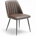 **Moderne Brown Leather Stoel met Zwarte Poten**