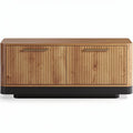 **Technische titel in het Nederlands: Moderne houten tv-meubel met ribbelstructuur**