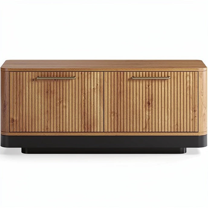 **Technische titel in het Nederlands: Moderne houten tv-meubel met ribbelstructuur**