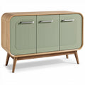**Moderne Kast met Groene Fronten en Houten Poten**
